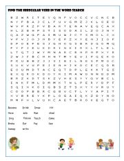 English Worksheet: Irregular verb wordsearch