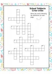 School Subjects Criss-Cross