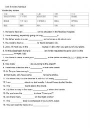 English Worksheet: words matching definitions
