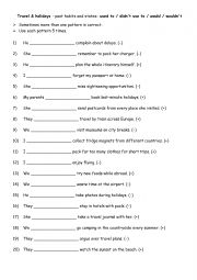 English Worksheet: Travel & holidays  - past habits and states used to  didn�t use to  would  wouldn�t