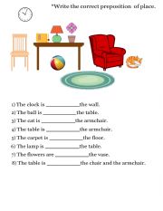 English Worksheet: Prepositions of place 