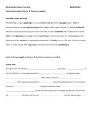 English Worksheet: Partner Dictation A New Hire