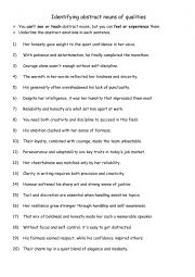 English Worksheet: B1-B2 Identifying abstract nouns of qualities