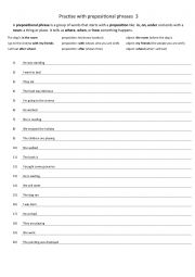 English Worksheet: Practise with prepositional phrases 3