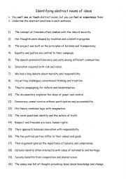 English Worksheet: B1-B2 Identifying abstract nouns of ideas