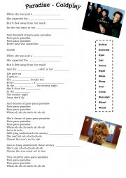 English Worksheet: Coldplay - Paradise