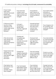 English Worksheet: 3rd conditional questions relating to technology & social media, environment & sustainability