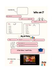 English Worksheet: Who am I?