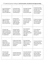 English Worksheet: 3rd conditional questions relating to work & education, miscellaneous thought-provoking