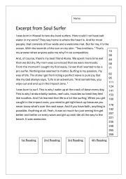 Soul Surfer Reading and Worksheet