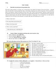 English Worksheet: Test Paper 