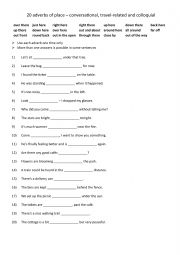 English Worksheet: 20 adverbs of place  conversational, travel-related and colloquial