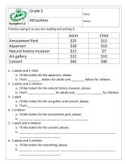 English Worksheet: Attractions and admissions