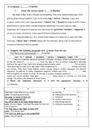 English Worksheet: 8 th form full term test n1 part 1 language + writing