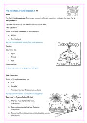 English Worksheet: NEW YEAR AROUND THE WORLD EASIER VERSION TIMELINE