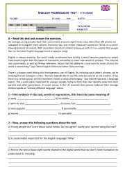 English Worksheet: Social media and the English language