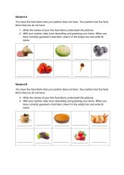 English Worksheet: Information gap activity - Food