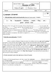 English Worksheet: mid-term test 1