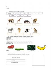 English Worksheet: Zoo Animals