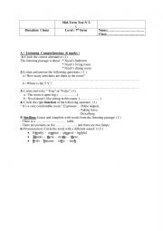 English Worksheet: mid term test 2