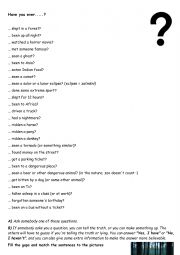 English Worksheet: Have you ever...?