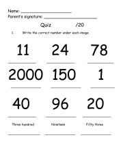 English Worksheet: Numbers and Prepositions