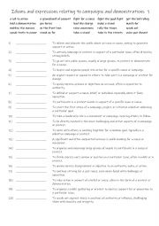 English Worksheet: B1+-C1 Idioms and expressions relating to campaigns and demonstrations   1