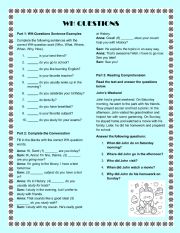 English Worksheet: WH QUESTIONS