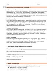 English Worksheet: What have you got in your school bag?