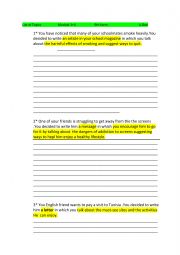 English Worksheet: writing topics