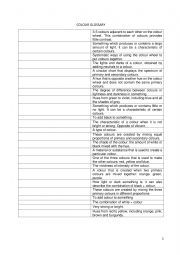 English Worksheet: COLOUR GLOSSARY_SV