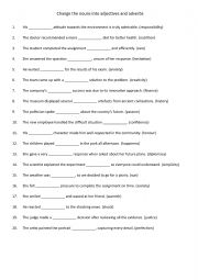 Change the nouns into adjectives and adverbs 2