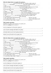 English Worksheet: to be going to exercises 