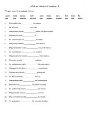 English Worksheet: Infinitive clauses of purpose  1