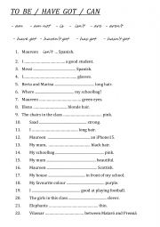 English Worksheet: TO BE or HAVE GOT