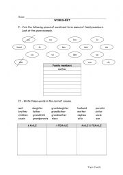 English Worksheet: family members