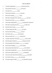 English Worksheet: For or since 6