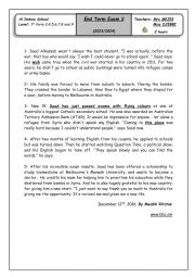 English Worksheet: 1st form End Term Exam 2