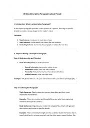 English Worksheet: Writing Descriptive Paragraph Handout