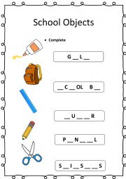 English Worksheet: School Objects review 