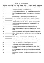 English Worksheet: Sports and leisure activities 1