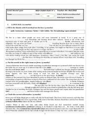 English Worksheet: Mid- Term Test n 1 