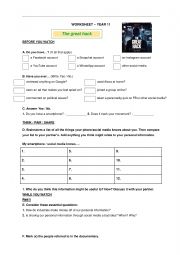 English Worksheet: The great hack_documentary