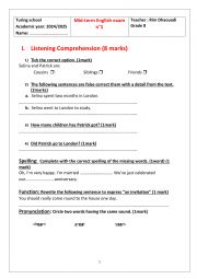 English Worksheet: 8th form mid term test 1