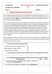 English Worksheet: 8th form end term test 1