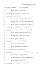 English Worksheet: Indirect questions 1