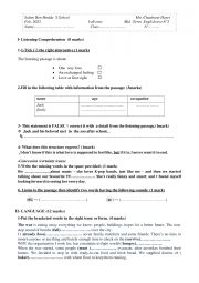 English Worksheet: Mid term testn2-1st form
