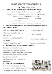 English Worksheet: You dont know you are beautiful