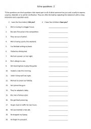 English Worksheet: Echo questions 2