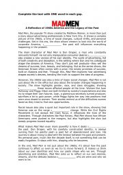 English Worksheet: Mad Men - B2 Open Cloze